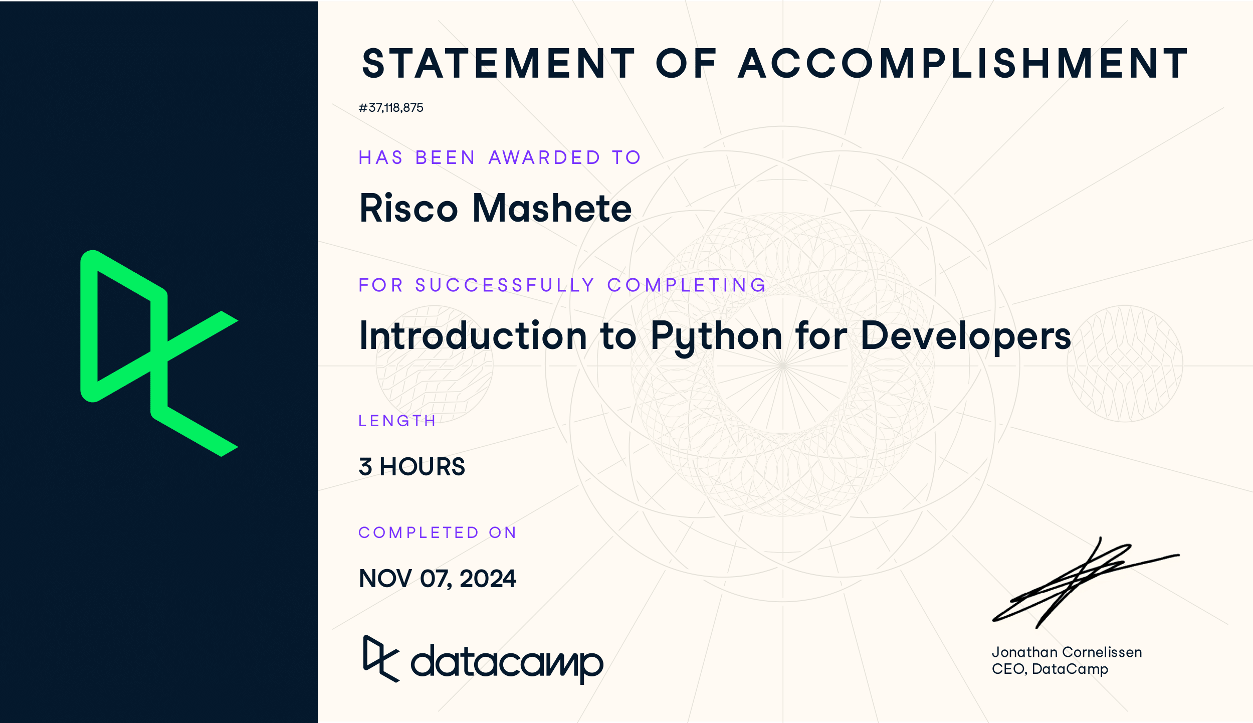 intro to python Certificate